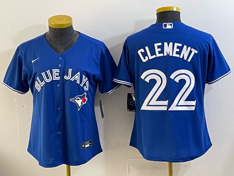 Women 2025 Nike Toronto Blue Jays #22 Clement Blue Game MLB Jersey 01